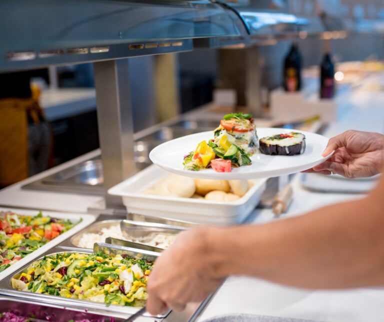Onsite catering serving line in a staff canteen